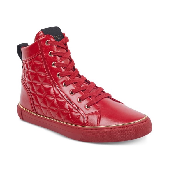 New GUESS Melo Quilted High-Top Sneakers - Picture 1 of 7